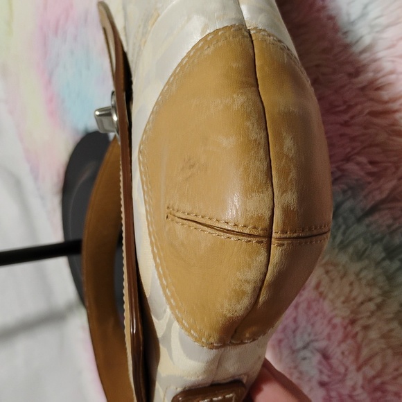 SALE! Auth Vintage Coach Signature Sufflette Cloth/Leather Shoulder/Handbag - Picture 6 of 14